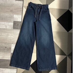 Express Super High Rise Wide Leg Tie Belt Jeans Women's Size 2R